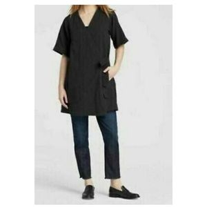 Eileen Fisher black  linen wrap top/dress